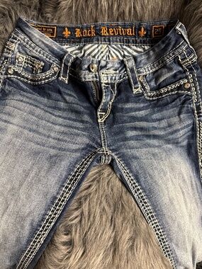 Rock Revival Donna Easy Skinny Jeans Buckle Exclusive Bling~25 waist; 31 inseam